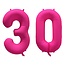 Folieballon 30 jaar - Neon Roze - 86 cm