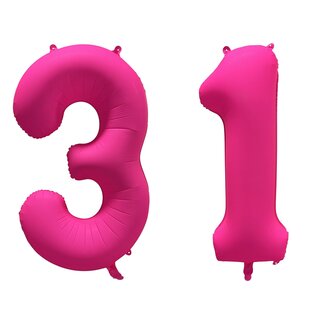 Festigo Folieballon 31 jaar - Neon Roze - 86 cm