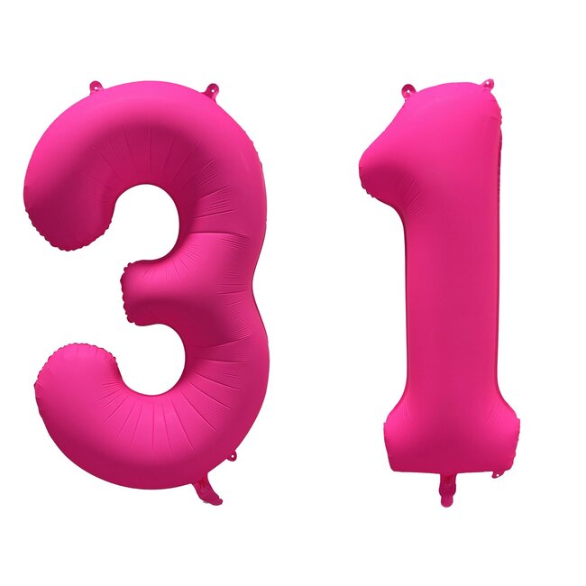 Folieballon 31 jaar - Neon Roze - 86 cm