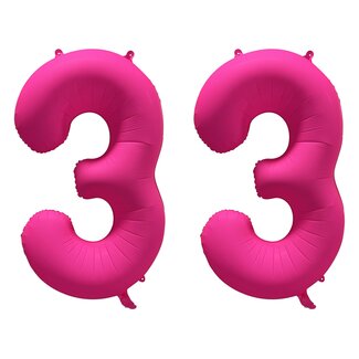 Festigo Folieballon 33 jaar - Neon Roze - 86 cm