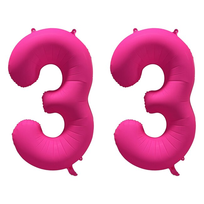 Folieballon 33 jaar - Neon Roze - 86 cm