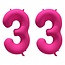 Folieballon 33 jaar - Neon Roze - 86 cm