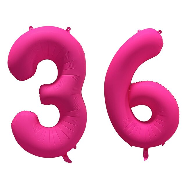 Folieballon 36 jaar - Neon Roze - 86 cm