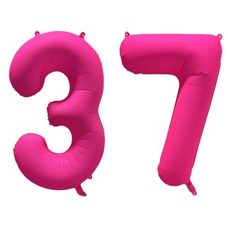 Festigo Folieballon 37 jaar - Neon Roze - 86 cm