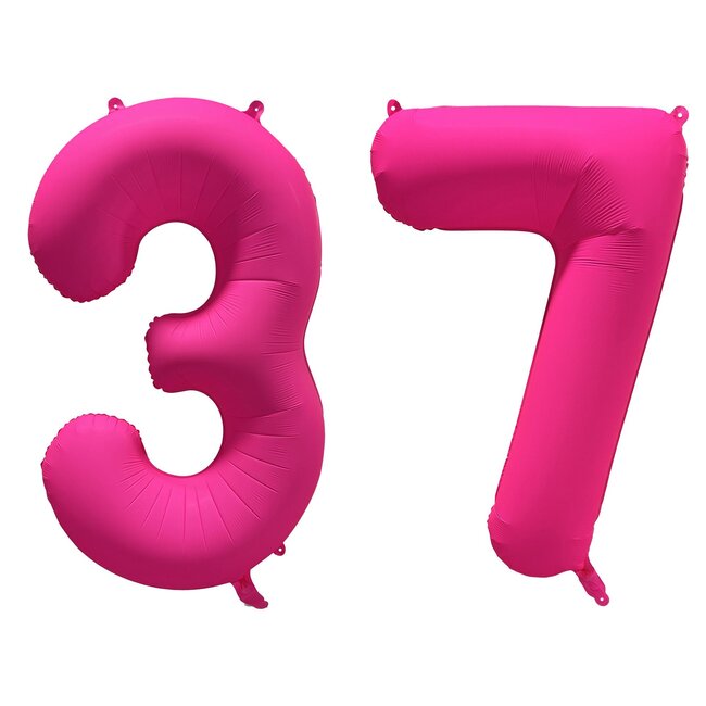 Folieballon 37 jaar - Neon Roze - 86 cm