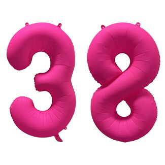 Festigo Folieballon 38 jaar - Neon Roze - 86 cm