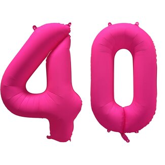 Festigo Folieballon 40 jaar - Neon Roze - 86 cm