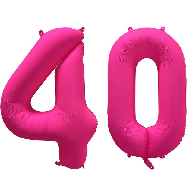 Folieballon 40 jaar - Neon Roze - 86 cm