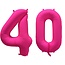 Folieballon 40 jaar - Neon Roze - 86 cm