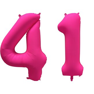 Festigo Folieballon 41 jaar - Neon Roze - 86 cm