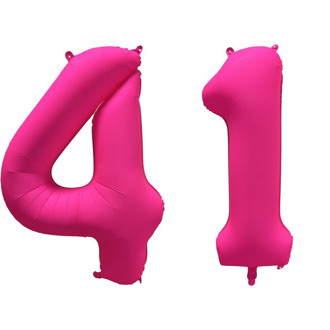 Folieballon 41 jaar - Neon Roze - 86 cm