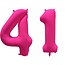 Folieballon 41 jaar - Neon Roze - 86 cm