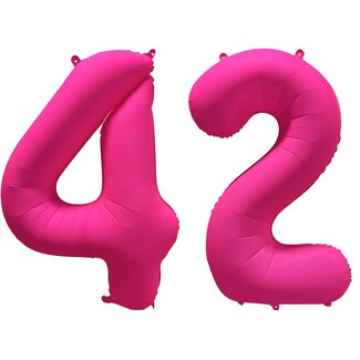 Festigo Folieballon 42 jaar - Neon Roze - 86 cm