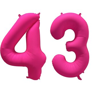 Festigo Folieballon 43 jaar - Neon Roze - 86 cm