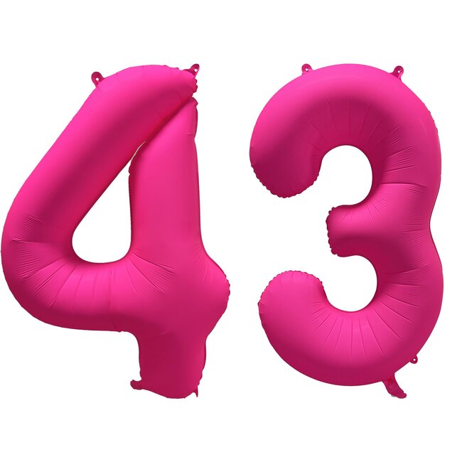Folieballon 43 jaar - Neon Roze - 86 cm
