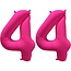 Folieballon 44 jaar - Neon Roze - 86 cm
