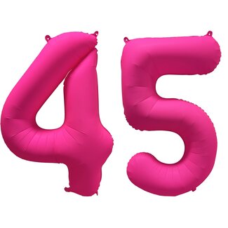 Festigo Folieballon 45 jaar - Neon Roze - 86 cm
