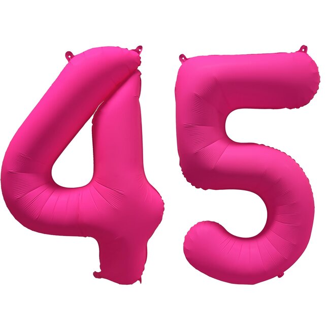 Folieballon 45 jaar - Neon Roze - 86 cm