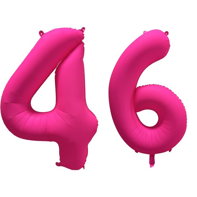 Folieballon 46 jaar - Neon Roze - 86 cm