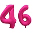 Folieballon 46 jaar - Neon Roze - 86 cm