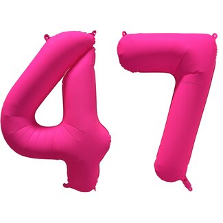 Festigo Folieballon 47 jaar - Neon Roze - 86 cm