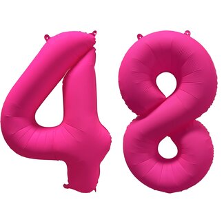 Festigo Folieballon 48 jaar - Neon Roze - 86 cm