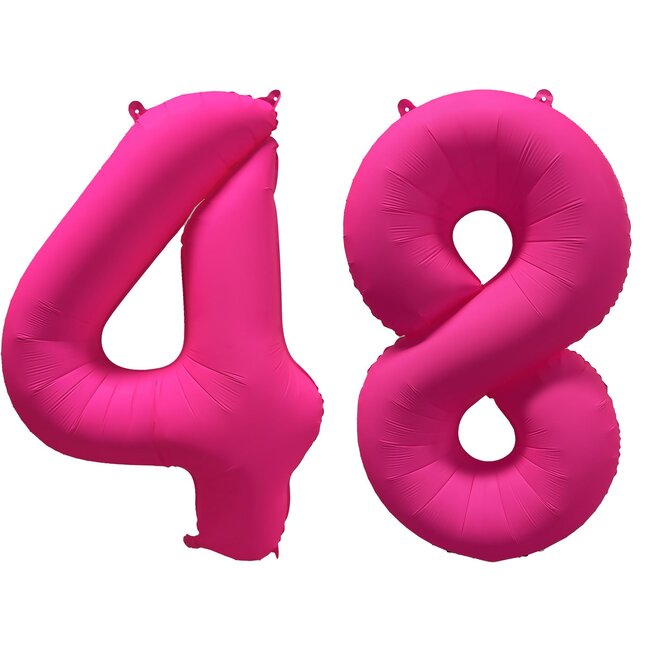 Folieballon 48 jaar - Neon Roze - 86 cm