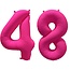 Folieballon 48 jaar - Neon Roze - 86 cm
