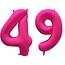 Folieballon 49 jaar - Neon Roze - 86 cm