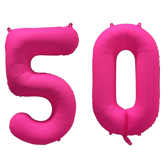Folieballon 50 jaar - Neon Roze - 86 cm
