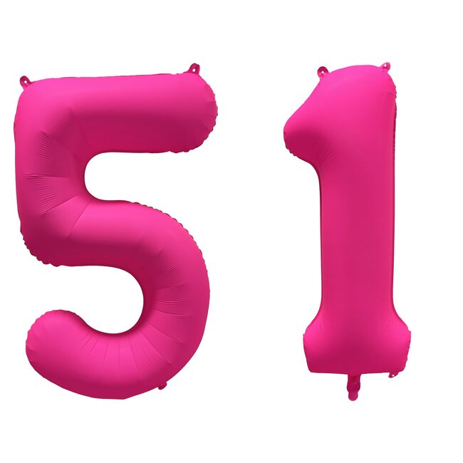 Folieballon 51 jaar - Neon Roze - 86 cm