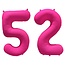 Folieballon 52 jaar - Neon Roze - 86 cm