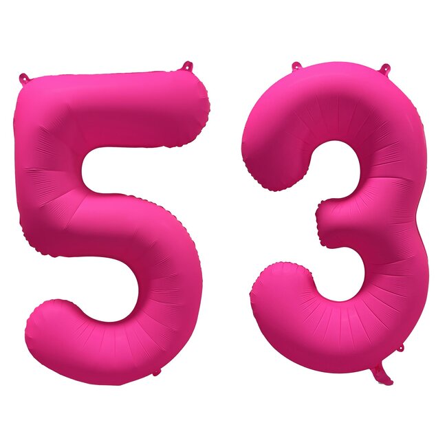 Folieballon 53 jaar - Neon Roze - 86 cm