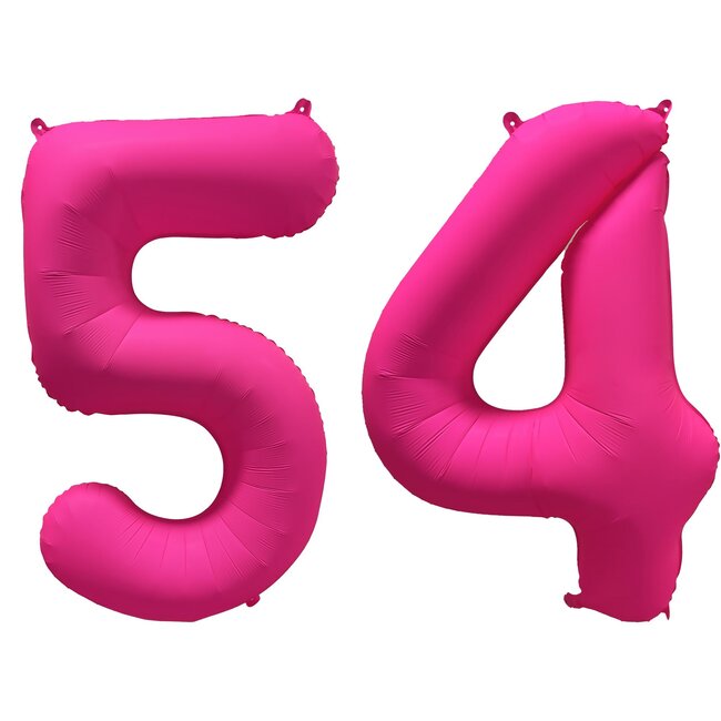Folieballon 54 jaar - Neon Roze - 86 cm