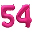 Folieballon 54 jaar - Neon Roze - 86 cm