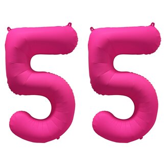 Festigo Folieballon 55 jaar - Neon Roze - 86 cm