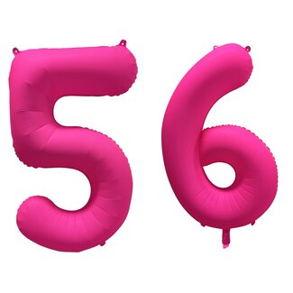 Festigo Folieballon 56 jaar - Neon Roze - 86 cm