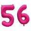 Folieballon 56 jaar - Neon Roze - 86 cm