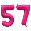 Folieballon 57 jaar - Neon Roze - 86 cm
