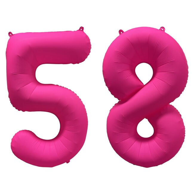 Folieballon 58 jaar - Neon Roze - 86 cm