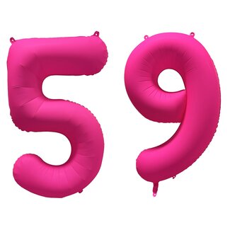 Festigo Folieballon 59 jaar - Neon Roze - 86 cm