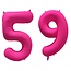Folieballon 59 jaar - Neon Roze - 86 cm
