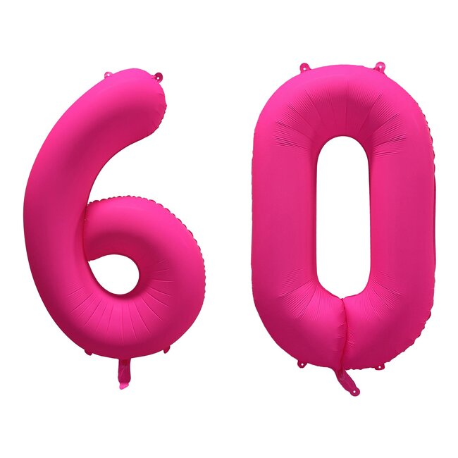 Folieballon 60 jaar - Neon Roze - 86 cm