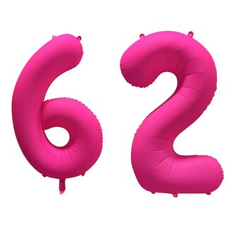 Festigo Folieballon 62 jaar - Neon Roze - 86 cm