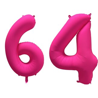 Festigo Folieballon 64 jaar - Neon Roze - 86 cm