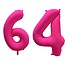 Folieballon 64 jaar - Neon Roze - 86 cm