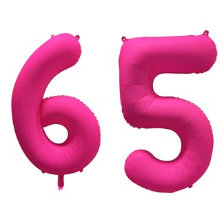 Festigo Folieballon 65 jaar - Neon Roze - 86 cm