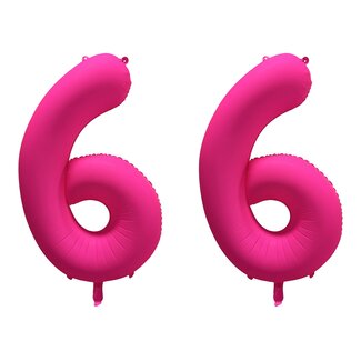 Festigo Folieballon 66 jaar - Neon Roze - 86 cm