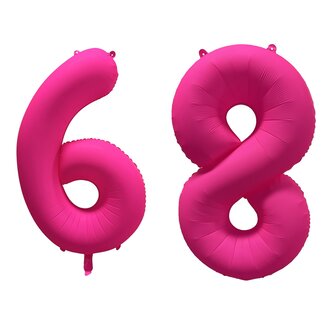 Festigo Folieballon 68 jaar - Neon Roze - 86 cm