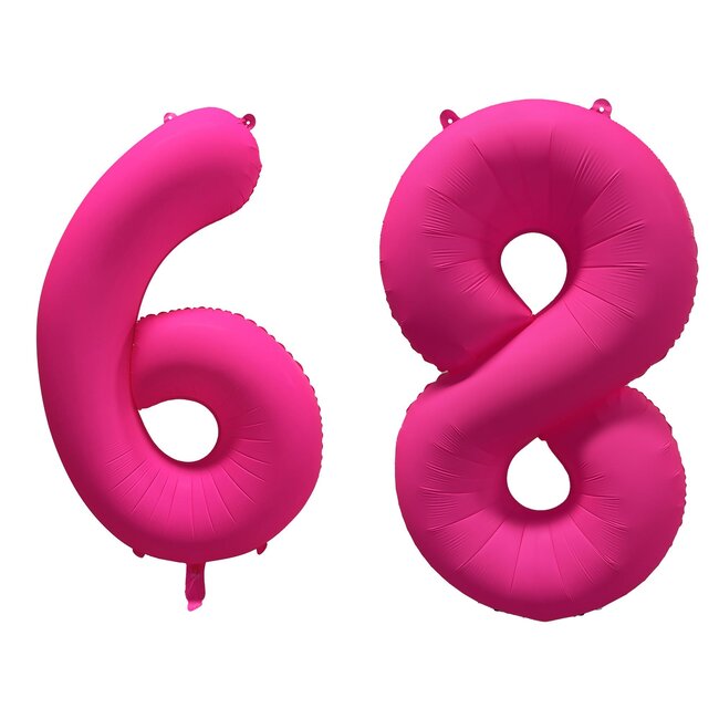 Folieballon 68 jaar - Neon Roze - 86 cm